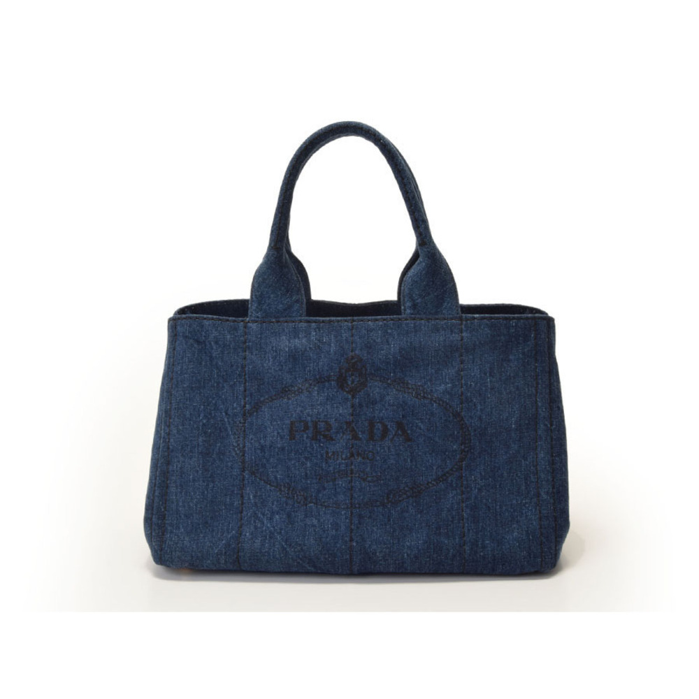 Prada Canapa Tote Bag Blue Denim Card